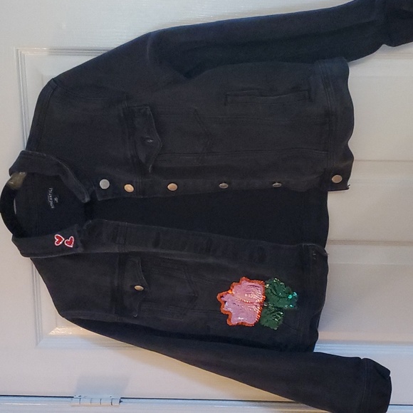 Embellished Black Jean Jacket - Picture 3 of 6